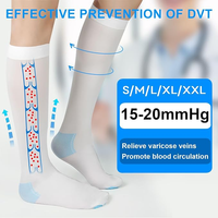 Bas de contention anti-thrombotiques en tricot ODM, chaussettes de compression blanches, chaussettes élastiques en nylon à gradient, chaussettes de compression pour jeunes