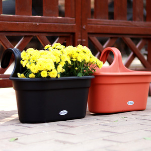 Pots de fleurs suspendus en plastique PP léger et écologique, semi-circulaires, drainage, pour <span class=keywords><strong>balcon</strong></span> mural extérieur - Product Image 5