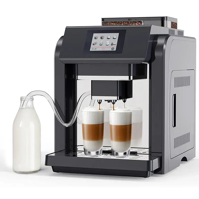ماكينة تحضير قهوة الإسبرسو والكابتشينو أوتوماتيكية بالكامل للمنزل والعمل والعمل مع مطحنة حبوب 19 بار