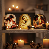 Cadeau religieux tendance en gros : Cadeau en verre en forme d'arche, imprimé coloré, avec cristal, Saint Charbel, pour baptême catholique