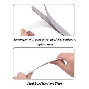 Limas de Repuesto <span class=keywords><strong>para</strong></span> Uñas, Grano 80/100/180/240, Almohadillas de Papel de Lija Gris en Forma de Media Luna con Mango Metálico, Limas Removibles y Duraderas - Product Image 3