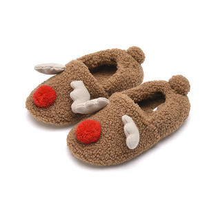 Chaussons chauds en molleton floue confortable pour maison adulte taille enfant pour Noël intérieur - Product Image 1