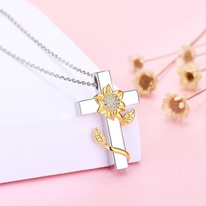 de la joyería de la plata esterlina De La Cruz de girasol para siempre en <span class=keywords><strong>mi</strong></span> corazón colgante de urna de Collar para las mujeres - Product Image 3