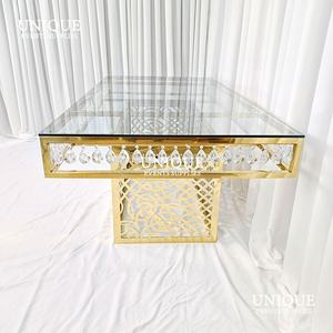 골드 유리 스테인레스 스틸 크리스탈 최신 스타일 웨딩 중고 식탁 식당 가구 - Product Image 5