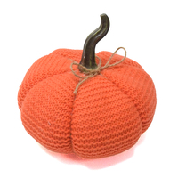 Grande citrouille tricotée artificielle orange, personnalisable, pour décoration rustique de ferme, idéale pour Thanksgiving et Halloween