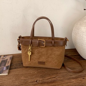 Sac fourre-tout en <span class=keywords><strong>daim</strong></span> couleur caramel avec boucle de ceinture et porte-clés, sac à main/sac bandoulière - Product Image 3