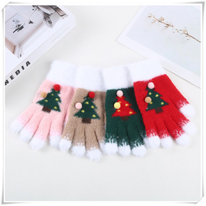 Christmas Tree Knitted Wool <b>Gloves</b> For Women Warm Touchscreen Compatible Winter Cycling Commute <b>Gloves</b> - Product Image 3