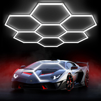 Kit d'éclairage LED hexagonal moderne CRI>80 pour bureau, 210W 100lm/W, avec cadre en PC pour garages écoénergétiques