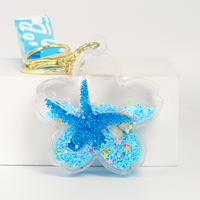 Porte-clés tendance en acrylique motif dessin animé fleur de cerisier, breloque étoile de mer/coquillage/étoile scintillante, pour la décoration quotidienne de voiture et sac à dos