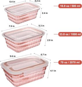 Boîte à lunch bento multifonctionnelle à double niveau, en plastique écologique sans BPA, compatible micro-ondes, ensemble de 3 pièces, organisateur de réfrigérateur - Product Image 2