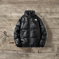 Veste d'hiver unisexe décontractée brodée en cuir enduit, respirante, coupe-vent, imperméable, écologique et antibactérienne