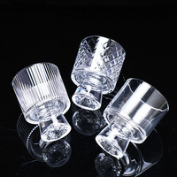Bougies cylindriques de luxe en verre à pied haut, motif diamant côtelé, résistantes à la chaleur, transparentes, modernes, pour bricolage