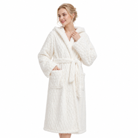 Peignoir en molleton corail extra long personnalisé, épais et chaud, en microfibre thermique pour femme, idéal pour l'hiver et l'hôtellerie