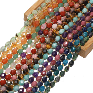 8 х7 мм Граненый Овальный натуральный Апатит розовый кварц аметист разделитель бусины Бирюзовый морганит ювелирные изделия для изготовления браслетов DIY аксессуары - Product Image 2