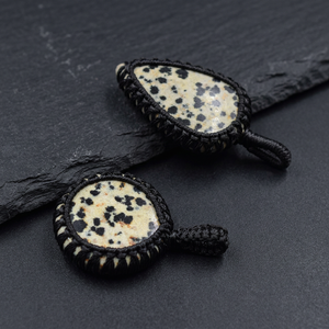 Colgantes de Ágata con Forma de Planta, Diseño Dalmatín Mixto, Cabujón Envolvente, Plata Clásica, Unisex, Uso Diario - Product Image 2