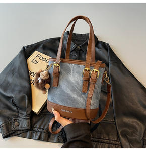 Sac à main seau pour femme, nouveau style, mignon, petit, fermeture éclair, matière PU, tendance, chic, pour étudiante - Product Image 5