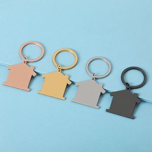 Llaveros Personalizados de Acero Inoxidable con Forma de Casa y Logotipo Personalizado - Product Image 1