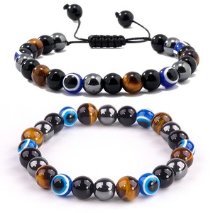 Hot Evil Eye Hommes <span class=keywords><strong>Protection</strong></span> Pierre Perlé Bracelet Double Couches <span class=keywords><strong>Oeil</strong></span> De Tigre Hématite Obsidienne Corde Wrap Bracelet Bijoux Faits À La Main - Product Image 1