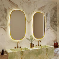 Miroir de vanité ovale de luxe avec cadre en aluminium rétroéclairé par LED, interrupteur tactile, montage mural, écologique et résistant à l'eau