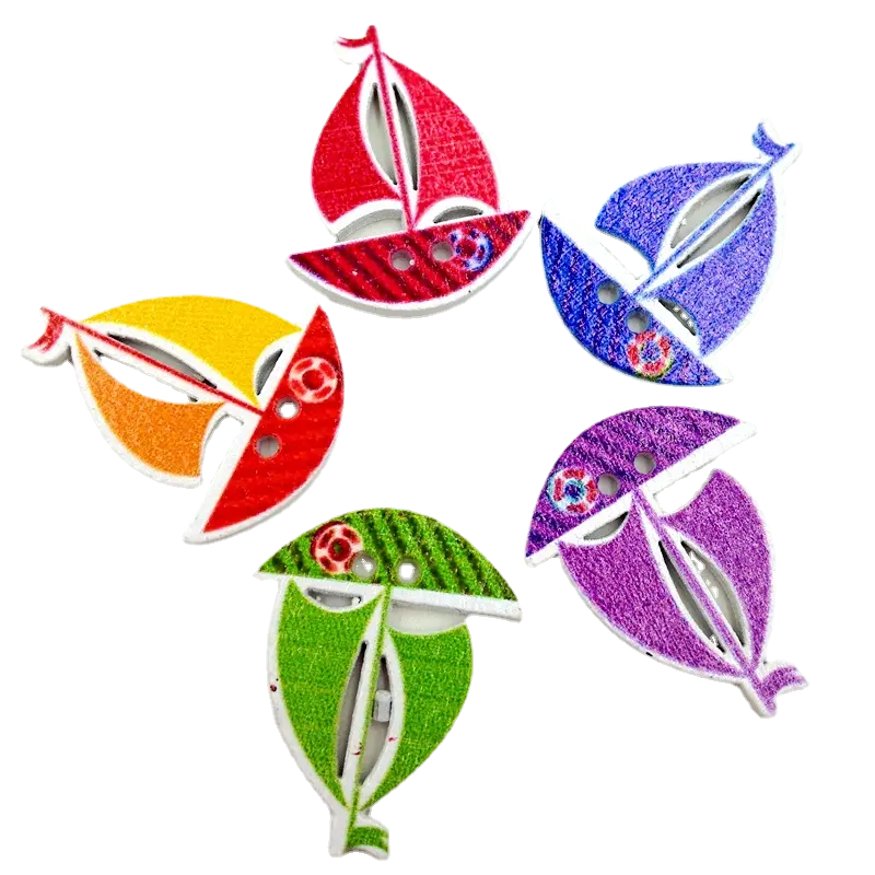 Небольшая партия цветных пуговиц Для парусного спорта, ручная роспись, декоративная древесина, 50 шт. в упаковке