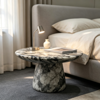 Table à manger ronde moderne en marbre naturel, pieds pliables en acrylique, plateau de table écologique de luxe pour appartement, restaurant, hôtel