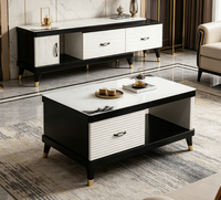 Ensemble Table Basse et Meuble TV pour Salon, Table Console, Meuble TV Moderne de Luxe, Meuble Télévision Moderne Plus Table