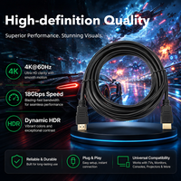 Câble HDMI mâle-mâle 4K haute vitesse noir de 1,5 m personnalisé et économique pour connecter un ordinateur à une box TV à domicile