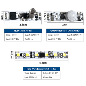 Modul Saklar Sensor Sentuh Radar Gelombang Tangan DC 12V/24V Peredup CCT dengan Memori, Saklar Mikro untuk Lemari, Bersertifikasi CE, Garansi 2 Tahun - Product Image 3