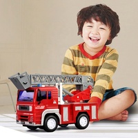 Samtoy 1:20 Light Sound petit moteur jouet métal Friction jouet véhicule camion de pompiers jouet pour enfants avec bras Long