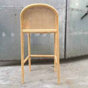 เก้าอี้บาร์ทรงสูงทำจากไม้หวายสานสไตล์นอร์ดิกกรอบไม้แอชวู้ดขนาดกลางคุณภาพสูงสำหรับใช้รับประทานอาหาร - Product Image 5