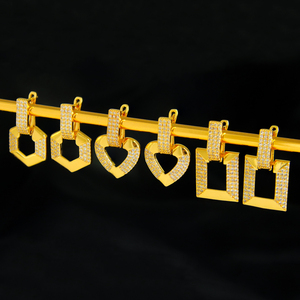 Luxury Brazilian Zirconia <b>Dangle</b> <b>Earrings</b> 21k <b>Gold</b> Plated Fashion Geometric Drop <b>Earring</b> for Women Daily Party - Product Image 1