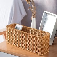 Panier de rangement rectangulaire en plastique de style japonais pour cosmétiques, articles de toilette de salle de bain et table basse