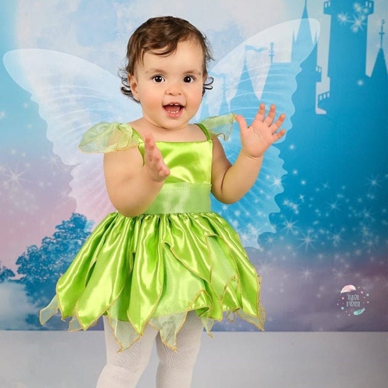 Tinkerbell Costume Green Fairy Dress for Girls