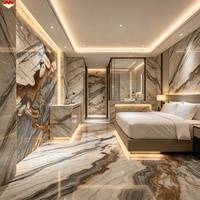 Planche de travail de cuisine, salle de bain, salon, chambre à coucher, mur et sol en quartzite de luxe, motif peintures murales de Dunhuang, étanche, polie, découpée sur mesure