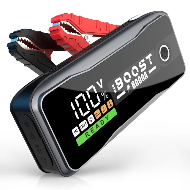 High Power Multi Function Portable Car & Truck Battery Pack Auto Booster 6000a Peak Ampere Jump Starter with Digital Screen