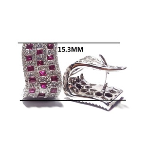 Nouveauté - Boucles d'oreilles créoles en or blanc 18 carats avec diamants, bijoux fins personnalisés vintage, cadeau de Noël ou de mariage - Product Image 2