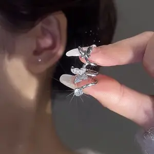 Strass oreille Sud pour femmes Zircon papillon boucle d'oreille argent 925 aiguille cristal brillant oreille griffe boucles d'oreilles pour femmes