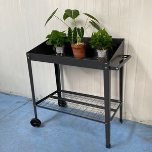 HUIDING Banc de jardin <span class=keywords><strong>sur</strong></span>élevé à <span class=keywords><strong>roulettes</strong></span> pour empotage de légumes, de fleurs et d'herbes aromatiques 90x47x96 cm - Product Image 3