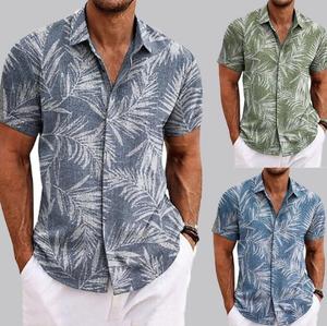Camicetta da <span class=keywords><strong>uomo</strong></span> con stampa Hip Hop in <span class=keywords><strong>lino</strong></span> di cotone a manica corta da <span class=keywords><strong>uomo</strong></span> camicia hawaiana camicie Casual da spiaggia <span class=keywords><strong>abiti</strong></span> da <span class=keywords><strong>uomo</strong></span> di grandi dimensioni - Product Image 1