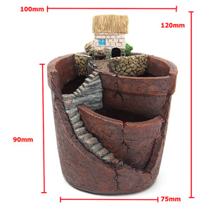 QY Vintage Succulent <b>Planter</b> With Cottage Roof Garden Desktop Indoor Flower Pot For Office Balcony Decor - Product Image 4