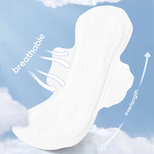 Serviettes hygiéniques ultra-fines en coton biologique respirant pour peaux sensibles, super absorbantes, avec ailettes, super douces, 8 pièces - Product Image 1
