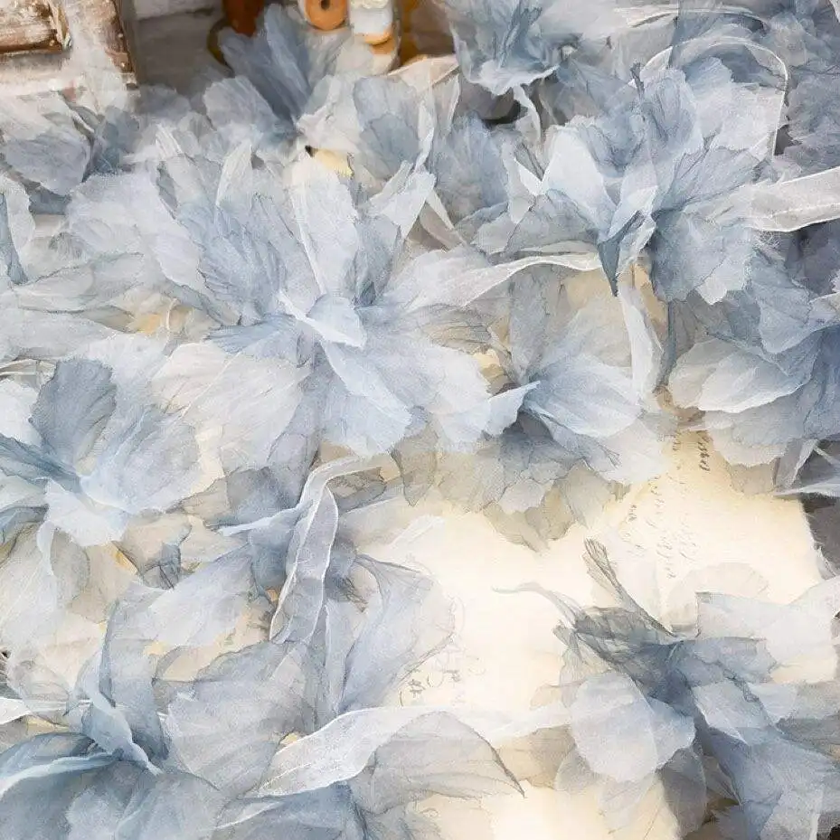 13cm Multicolor Organza Gradient Lace Fabric 3D Flower Decoration Accessories Wedding Dress Corsage Fabric