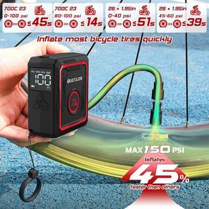 OEM/ODM BUCKLOS gonfleur de pneu de vélo de route VTT pompe à air électrique portable pour vélo avec affichage numérique de la jauge accessoires de cyclisme - Product Image 4