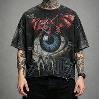 T-shirts Homme Streetwear Personnalisés Coupe Boxy Oversize 300 g/m² 100 % Coton Impression DTG Graphique Délavé à l'Acide
