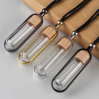 Couvercle en bois d'aromathérapie pour voiture Petite bouteille ronde suspendue Diffuseur de bouteille en verre de 10ml Pendentifs pour voiture Rafraîchisseur d'air pour voiture