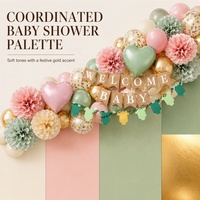 Ballons rose rétro, vert olive et or, et bannière de bienvenue pour bébé, décorations de fête de naissance, ensemble de ballons en latex et en aluminium en forme de cœur