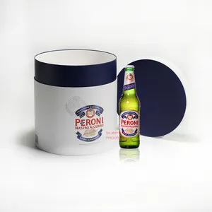 Benutzer definierte leere Peroni Bier Geschenkset Verpackung runde Werbe karton für Sixpack Bierflaschen und Glas