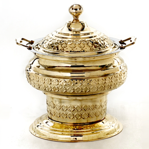 Ensembles de réchauds traditionnels en laiton plaqué or, faits à la main, gravure 4L/6L/8L, de luxe, pour la restauration hôtelière et les événements - Product Image 1