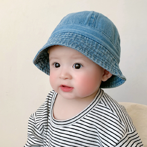 Cappello a secchiello alla moda per bambini per bambini primavera e autunno a prova di sole stile <span class=keywords><strong>pescatore</strong></span> di jeans per attività all'aperto per neonati - Product Image 1