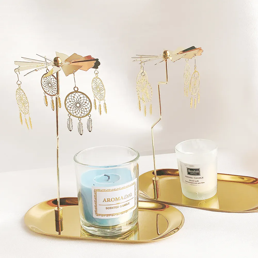 Novo design de moda de decoração de metal bandeja candlestick Girando Girando tealight candle stand titular